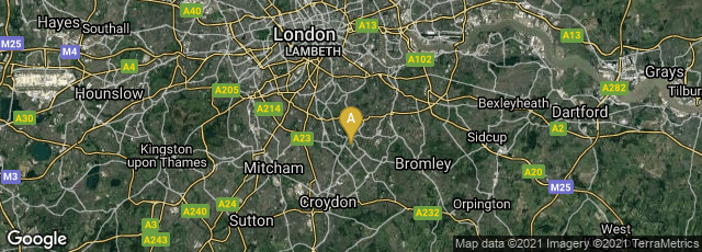 Detail map of London, England, United Kingdom