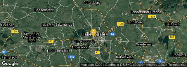Detail map of Mitte, Halle (Saale), Sachsen-Anhalt, Germany