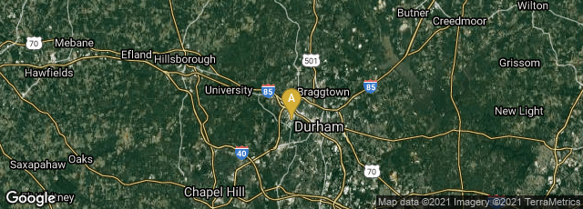 Detail map of Durham, North Carolina, United States