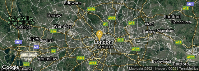 Detail map of London, England, United Kingdom