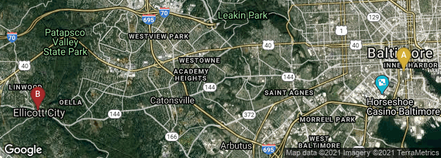 Detail map of Baltimore, Maryland, United States,Ellicott City, Maryland, United States