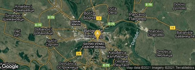 Detail map of Vračar, Beograd, Serbia