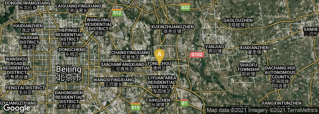 Detail map of China, Tongzhou Qu, Beijing Shi