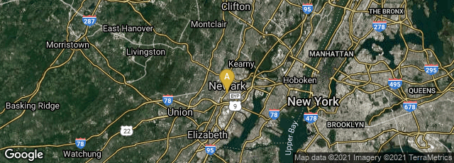 Detail map of Newark, New Jersey, United States