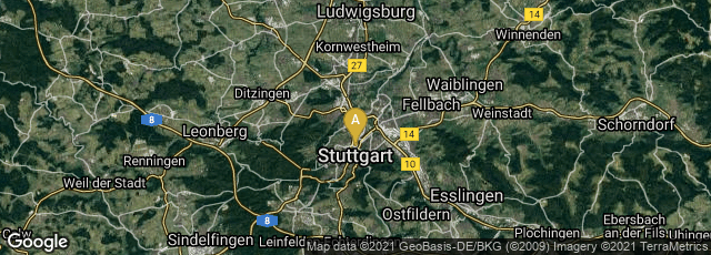 Detail map of Stuttgart-Mitte, Stuttgart, Baden-Württemberg, Germany