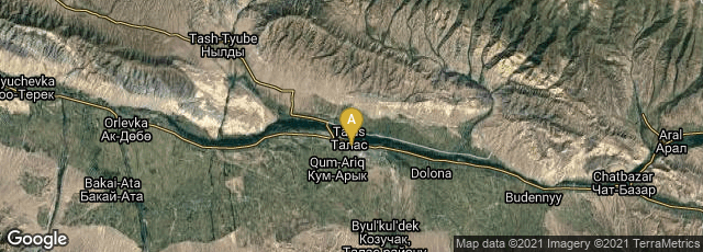 Detail map of Talas, Talas Region, Kyrgyzstan