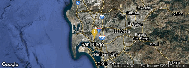Detail map of San Diego, California, United States