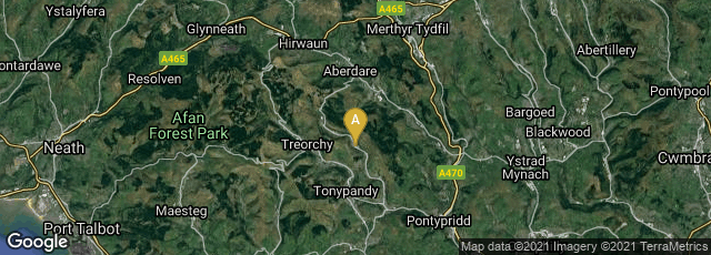 Detail map of Ferndale, Wales, United Kingdom