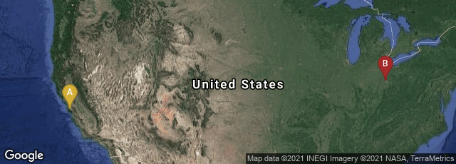 Detail map of Mountain View, California, United States,Dublin, Ohio, United States
