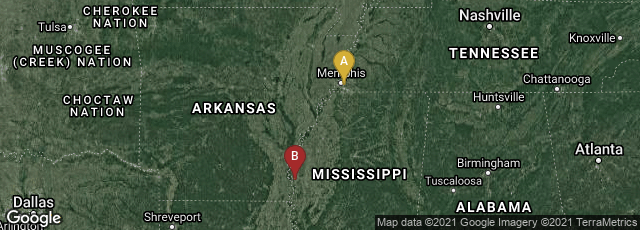 Detail map of Memphis, Tennessee, United States,Greenville, Mississippi, United States