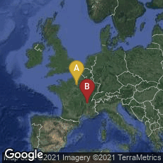 Overview map of Paris, Île-de-France, France,Lyon, Auvergne-Rhône-Alpes, France