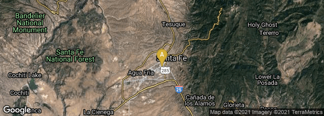 Detail map of Santa Fe, New Mexico, United States
