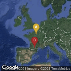 Overview map of Paris, Île-de-France, France,Toulouse, Occitanie, France