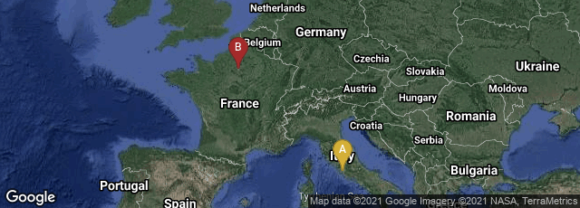 Detail map of Roma, Lazio, Italy,Paris, Île-de-France, France