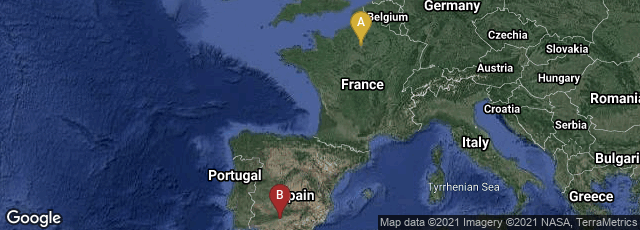 Detail map of Paris, Île-de-France, France,Córdoba, Andalucía, Spain
