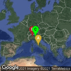 Overview map of Roma, Lazio, Italy,Milano, Lombardia, Italy,Verona, Veneto, Italy