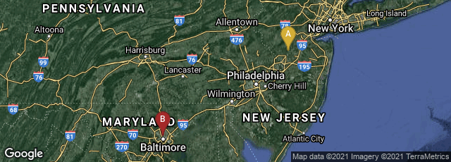Detail map of Princeton, New Jersey, United States,Baltimore, Maryland, United States