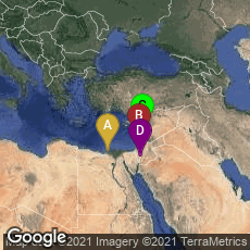 Overview map of Alexandria Governorate, Egypt,Caesarea, Haifa District, Israel,Bayrut, Beirut Governorate, Lebanon,South District, Israel