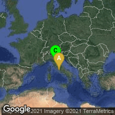 Overview map of Roma, Lazio, Italy,Toscana, Italy,Firenze, Toscana, Italy