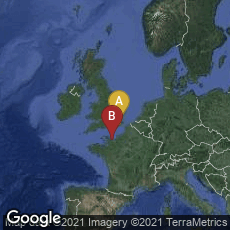 Overview map of Battle, England, United Kingdom,Bayeux, Normandie, France