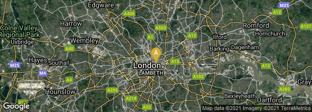 Detail map of London, England, United Kingdom