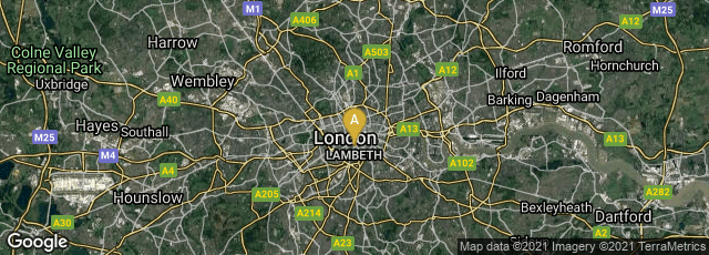 Detail map of London, England, United Kingdom