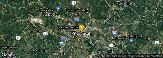 Detail map of Pittsburgh, Pennsylvania, United States