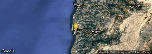 Detail map of Jabal Lubnan, Lebanon