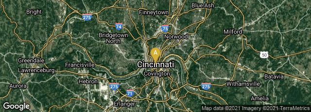 Detail map of Cincinnati, Ohio, United States