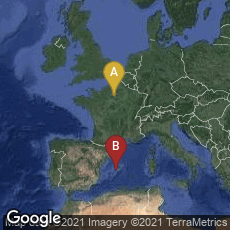 Overview map of Paris, Île-de-France, France,Palma, Illes Balears, Spain
