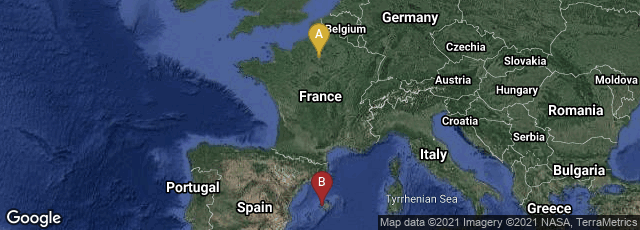 Detail map of Paris, Île-de-France, France,Palma, Illes Balears, Spain