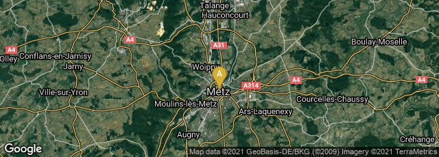 Detail map of Metz, Grand Est, France