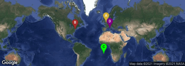 Detail map of London, England, United Kingdom,Philadelphia, Pennsylvania, United States,Saint Helena, Saint Helena, Ascension and Tristan da Cunha,Vivario, Corse, France