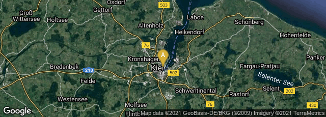 Detail map of Mitte, Kiel, Schleswig-Holstein, Germany
