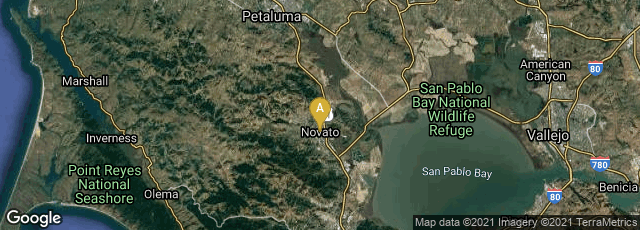 Detail map of Novato, California, United States