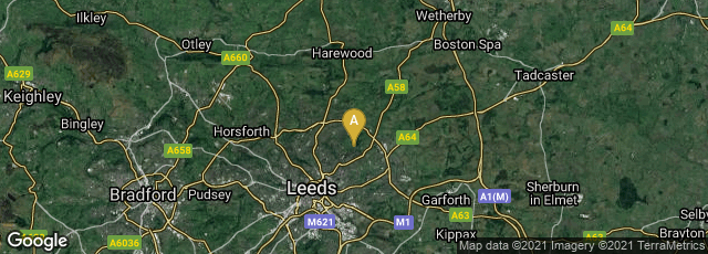 Detail map of Roundhay, Leeds, England, United Kingdom