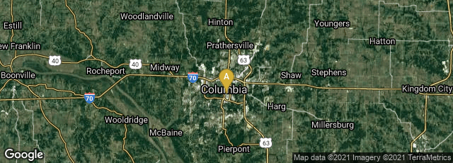 Detail map of Columbia, Missouri, United States