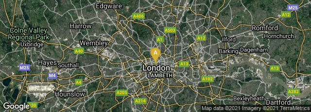 Detail map of London, England, United Kingdom