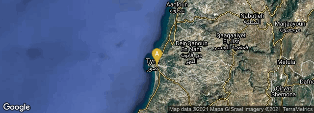 Detail map of South Governorate, Lebanon