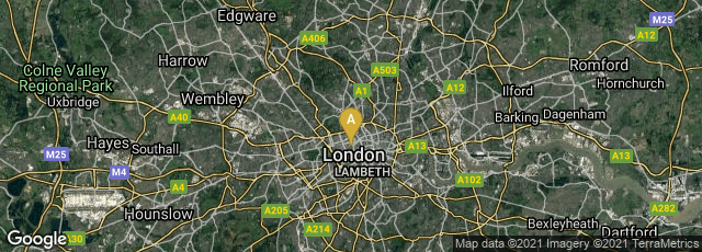 Detail map of London, England, United Kingdom