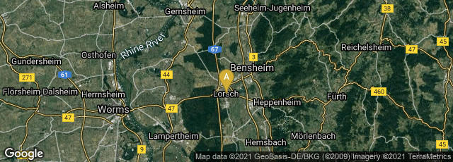 Detail map of Lorsch, Hessen, Germany