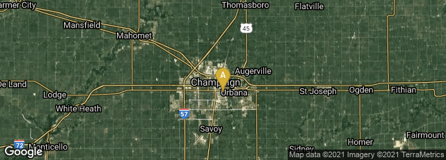 Detail map of Urbana, Illinois, United States