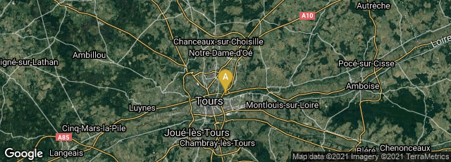 Detail map of Tours, Centre-Val de Loire, France