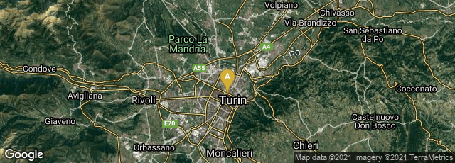Detail map of Torino, Piemonte, Italy