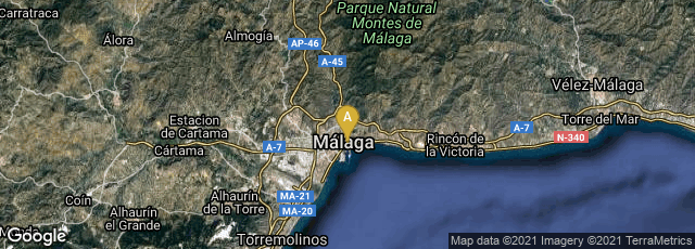 Detail map of Málaga, Andalucía, Spain