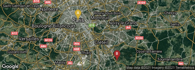 Detail map of Paris, Île-de-France, France,Boissy-Saint-Léger, Île-de-France, France