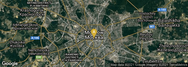 Detail map of Tsentralnyy administrativnyy okrug, Moskva, Russia