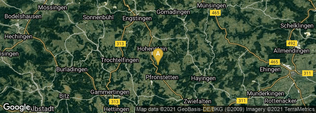 Detail map of Hohenstein, Baden-Württemberg, Germany