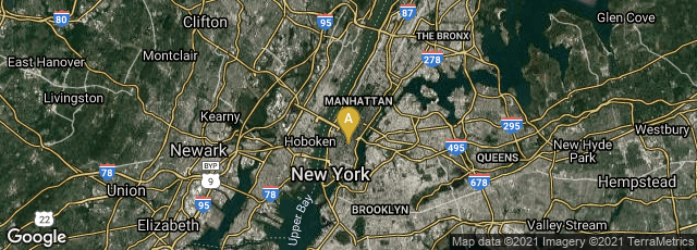 Detail map of Manhattan, New York, New York, United States