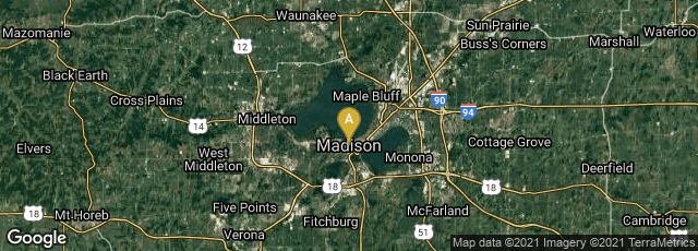 Detail map of Madison, Wisconsin, United States